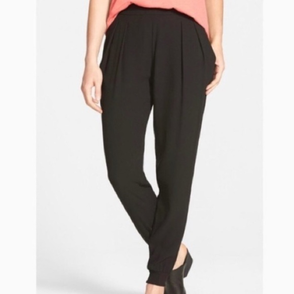 Eileen Fisher 100% Silk pull on Trousers Pockets L